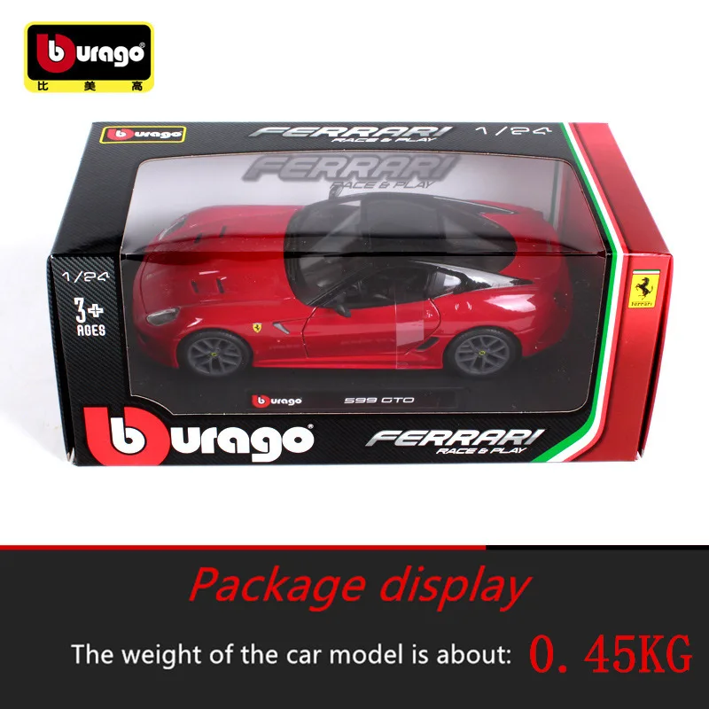 Bburago 1:24 Ferrari 599GTO коллекция производитель авторизованный имитационный сплав модель автомобиля украшение Коллекция игрушек инструменты