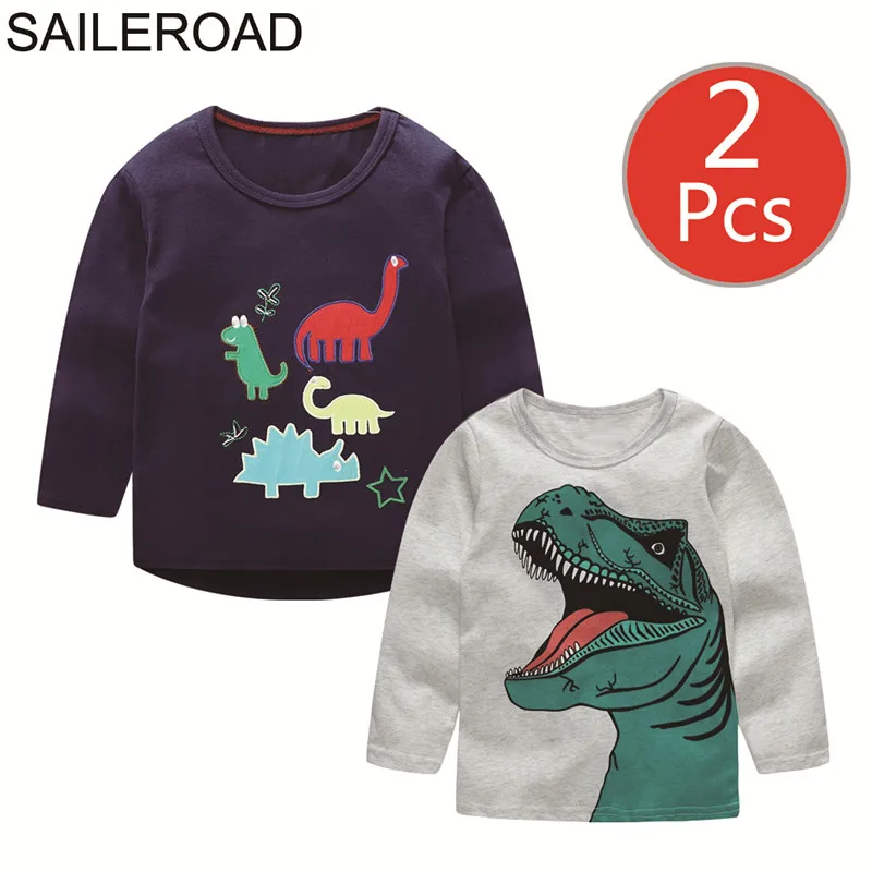 SAILEROAD 2 Шт. Динозавр Печати Мальчиков С Длинным Рукавом Новый Мультфильм Детские