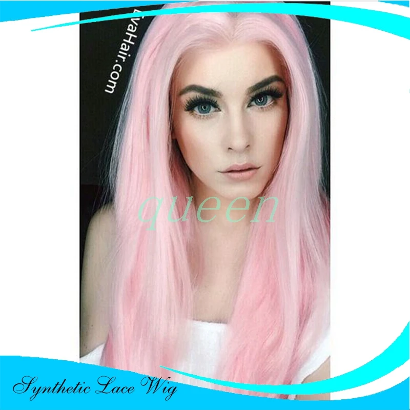 Pastel pink wig top quality synthetic long pink wig Heat Resistance