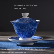 150 мл Цзиндэчжэнь ручная роспись синий и белый фарфор Tureen с крышкой набор блюдец гайвань чайная посуда Чайный набор кунг-фу чайная церемония