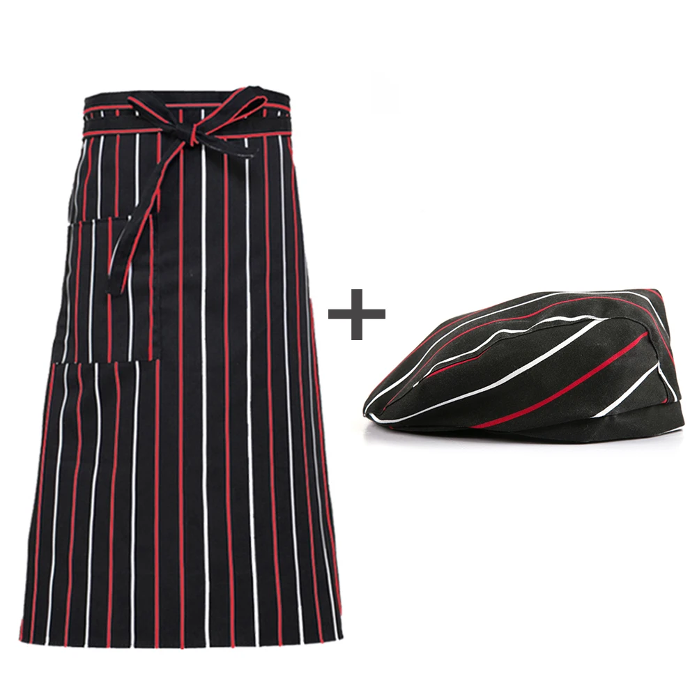 Еда обслуживание дышащая плита рубашка с длинными рукавами ресторан отель кухня форма шеф-повара куртка Рабочая одежда для мужчин и женщин - Цвет: hat apron