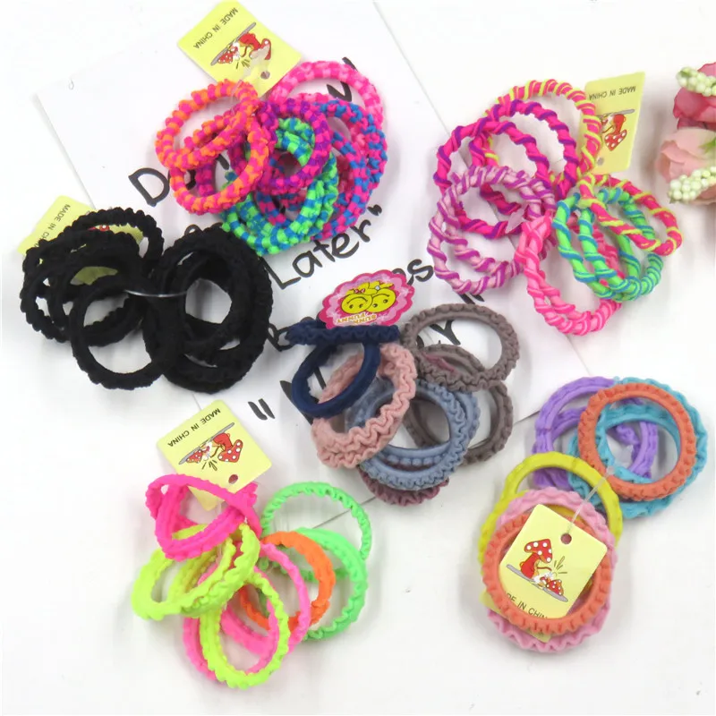 

100PCS/10SET Pretty 3.5CM Colourful Elastic Hair Bands For Girls Handmade Hair Scrunchy Kids Creative Hair Accessories For Women