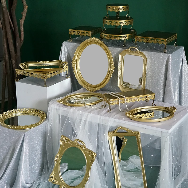  SWEETGO New Arrival cake stand gold cupcake trays 1 piece showcase home decoration tools wedding de