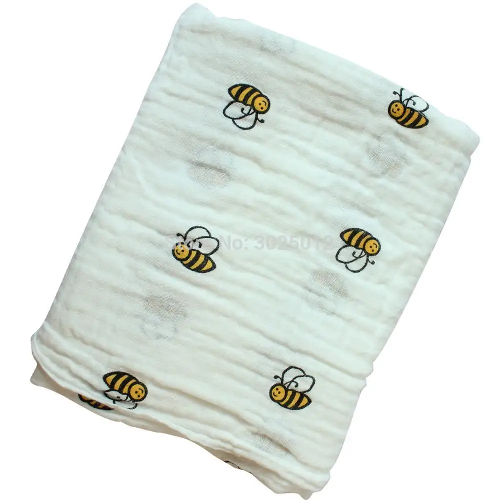 Муслиновое Пеленальное Одеяло s детское одеяло для новорожденных Хлопковое одеяло для пеленания тюрбан муслина пеленание и хлопчатобумажное одеяльце - Цвет: Bee