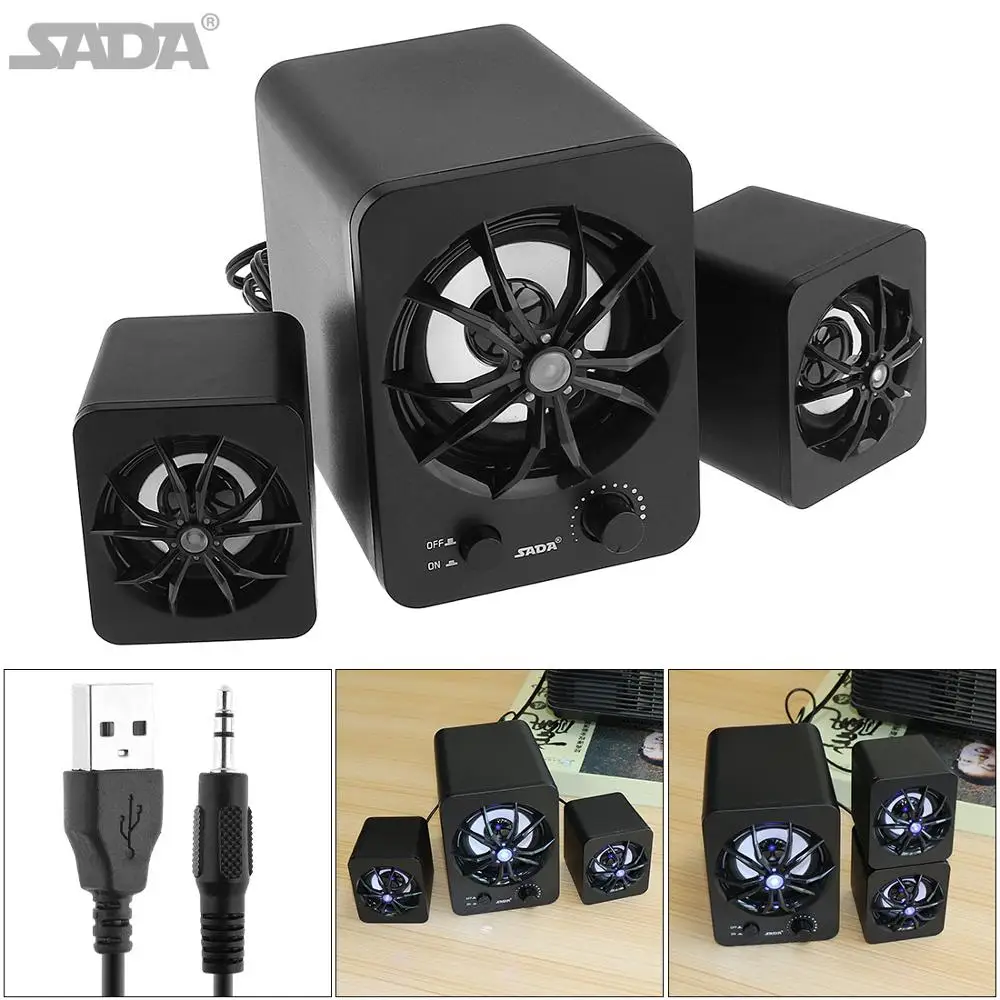 

Colorful LED 2.1 3 Channel Subwoofer Loudspeaker USB Multimedia Combination Computer Speaker for Desktop PC Laptop MP3 Phone