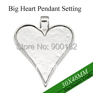 Большой серебряный в форме сердца шатона отличные помещения для проведения смолаы или эпоксидной, В форме сердца кулон лотки