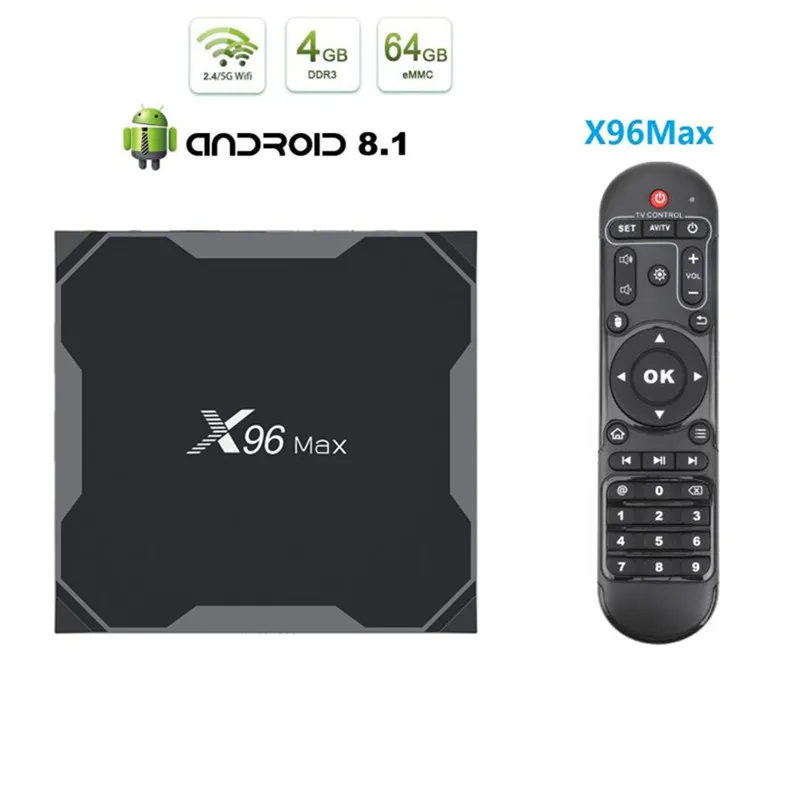 

X96 Max Amlogic S905X2 Android 8.1 Smart TV BOX X96 Max 4K Media Player X96Max DDR4 Quad Core USB3.0 2.4G&5GHz Dual Wifi
