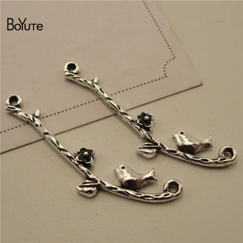 BoYuTe (100 PiecesLot) Metal Alloy Bird Twig Connector Pendant Charms Vintage Diy Hand Made Jewelry Accessories Wholesale (8)