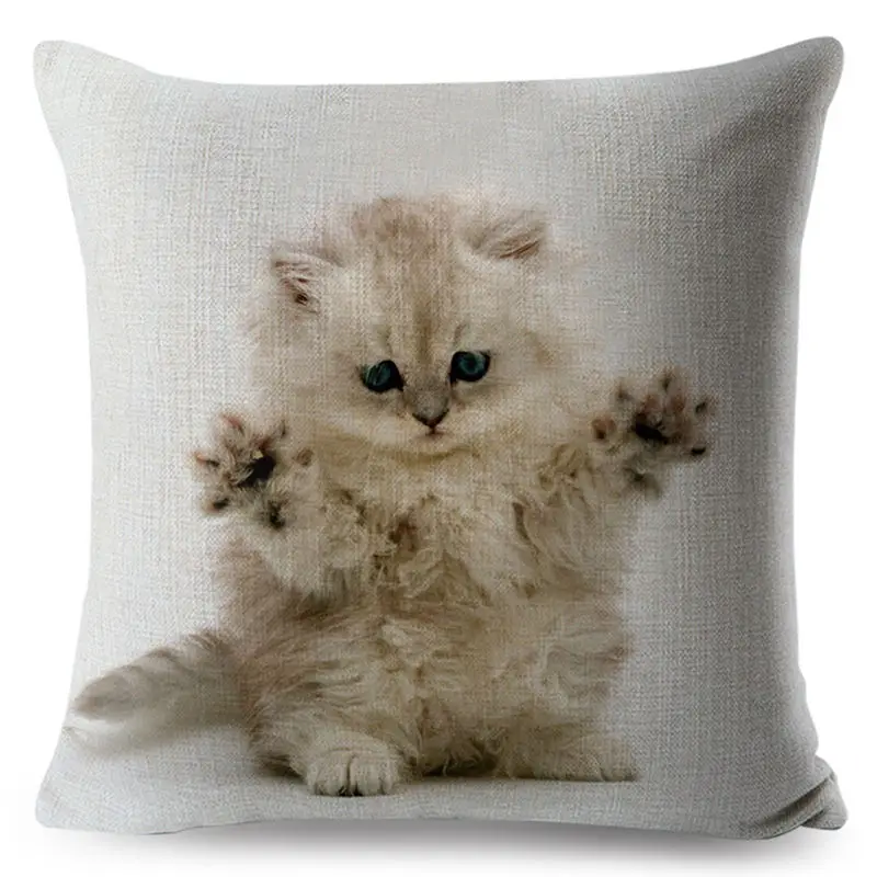 Милый чехол для подушки с изображением животных 3D шотландская висячая кошка наволочки 45*45 см льняной чехол для подушки автомобильный диван домашний декор квадратный чехол для подушки - Цвет: 015