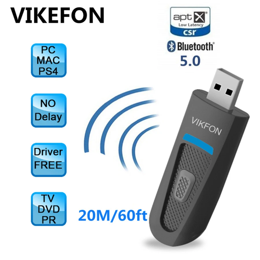  Bluetooth 5,0 передатчик для ТВ с AptX с низкой задержкой и большим диапазоном APTX LL USB  Беспроводной USB/3,5 мм AUX/2 RCA аудио адаптер для PS4 PC 