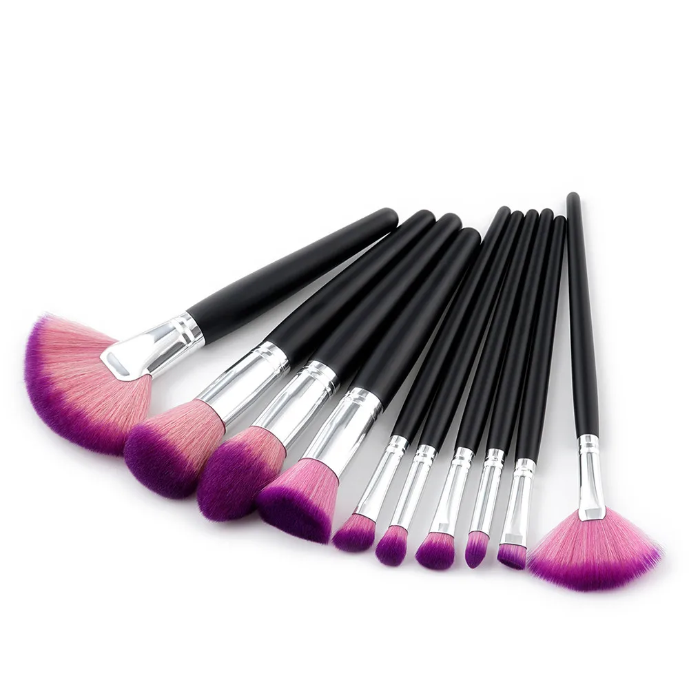 

New 10Pcs Makeup Brushes set Professional with case Cosmetic Eyebrow Eyeshadow Brush Kits Tools micro brush W10