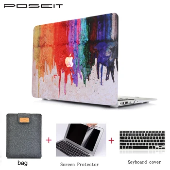 

Oil Printing Drawing Hard Case For Macbook Air Pro Touch bar Retina 11 12 13 15 Case laptop Matte shell Protective Bag+ keyboard