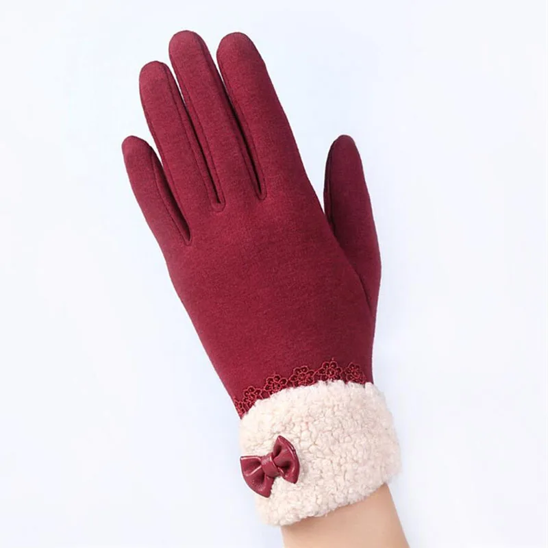 Feitong/Элегантные женские перчатки Экран зима теплая лук мягкая запястье перчатки рукавицы из кашемира полный палец женские перчатки Мода
