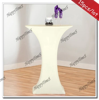 

15pcs/lot Spandex Lycra Cocktail Tablecloth Covers In Ivory Color For Wedding Decoration