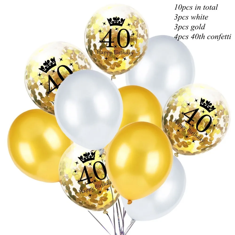 Юбилейные вечерние надувные гелиевые шары с днем рождения, золотые конфетти 30 40 50 60, украшение, товары для дня рождения - Цвет: Gold 40th
