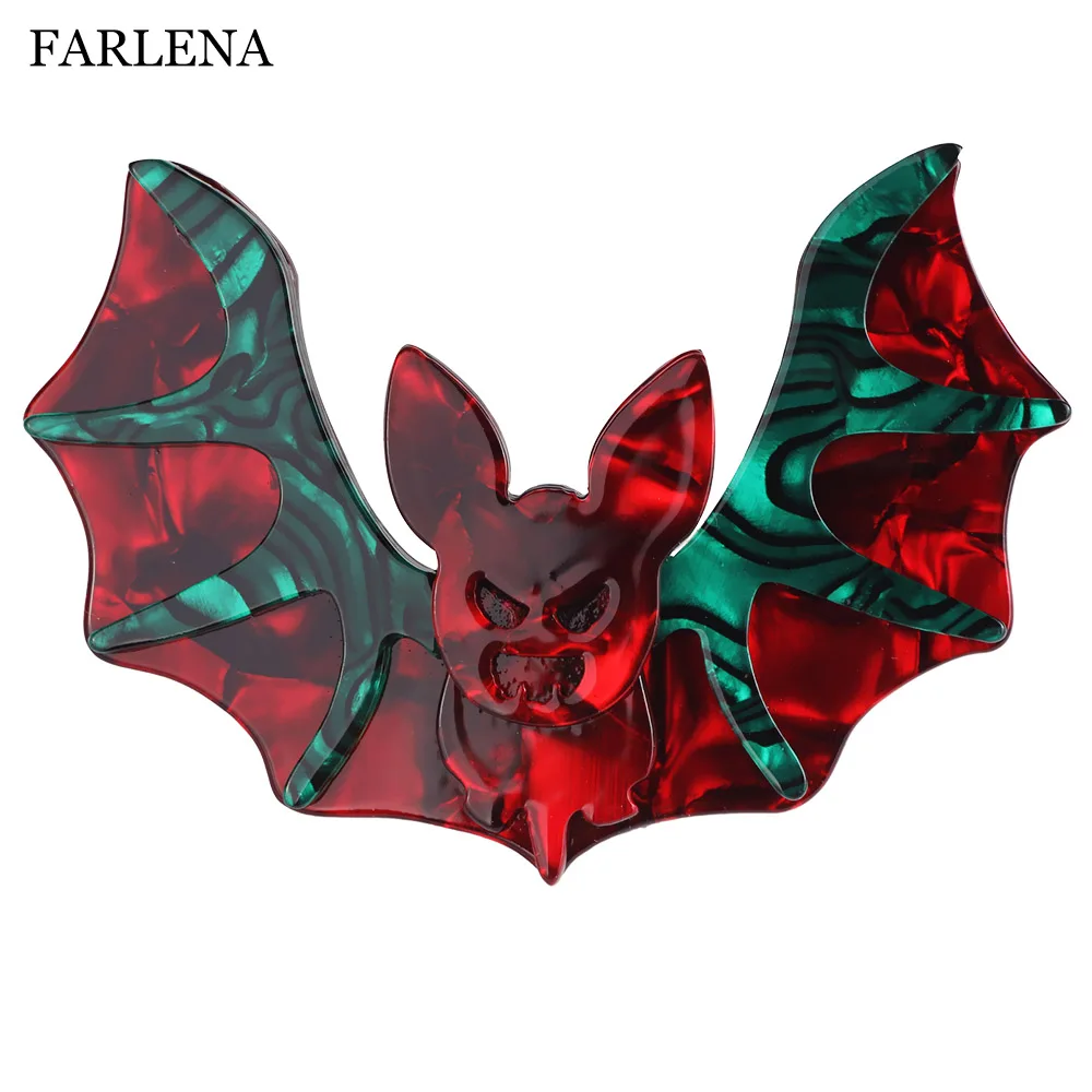 

FARLENA Jewelry Stitching Graphics Acetate Resin Bat Brooches Pins for Women Fashion Acrylic Animal Brooch