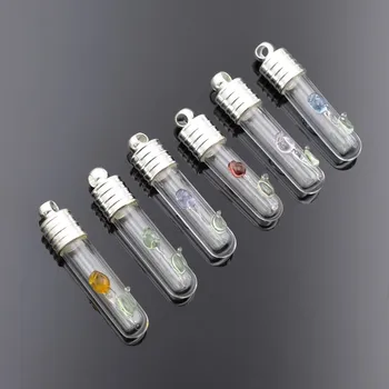 

50pieces 6mm flower glass Vial Pendant metal cap rubber plug glass bottle charm name on rice art jewelry necklace pendant