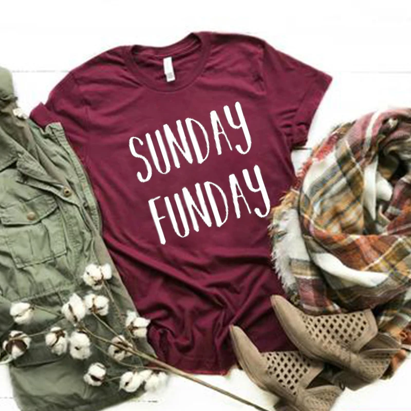 Женская Винтажная Футболка Sunday Funday белая Повседневная футболка с круглым
