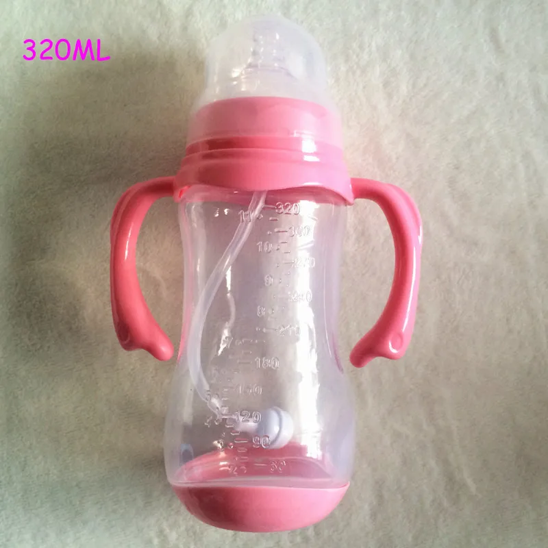 Pink 320 ml 180 мл 240 мл 320 мл ударопрочные Бутылочки для детей Обучающие Детские стаканчики детские ручки для питья сока для кормления - Цвет: Pink 320 ml