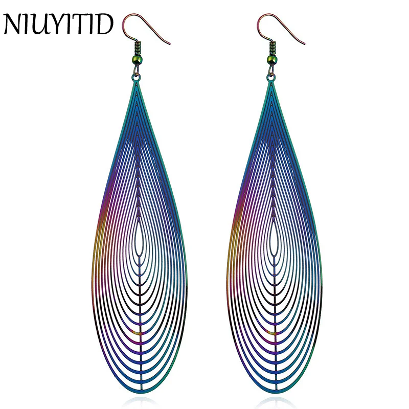 

NIUYITID Vintage Stainless Steel Water Drop Earrings Long Earring For Women Girls Jewelry Drop Shipping