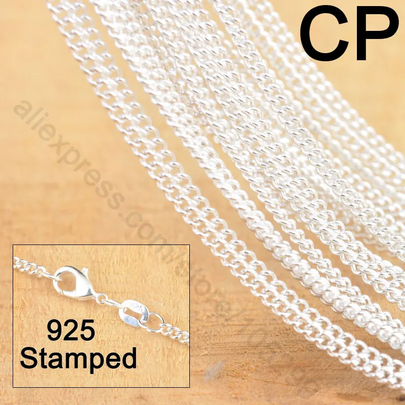 

Factory Price 20Pcs 18" 925 Sterling Silver Jewelry Flat Curb Necklace Chains With Lobster Clasps For Pendant Gift