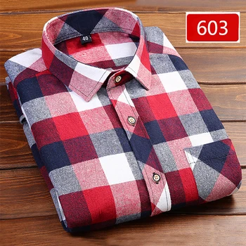 

Fashion Men Autumn Winter Warm Plaid Dress Shirts Long Sleeve Men Work Shirts Casual Slim Fit Camisa Social Shirts Asian Size