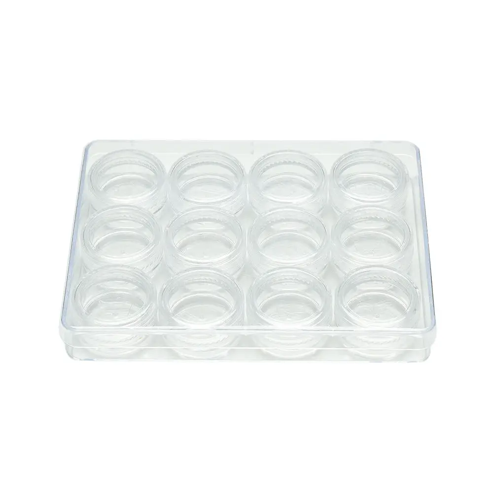 12 Pcs/set Round Clear Plastic Jewelry Beads Contact Lenses Storage Box Case Nail tool Small Bottle