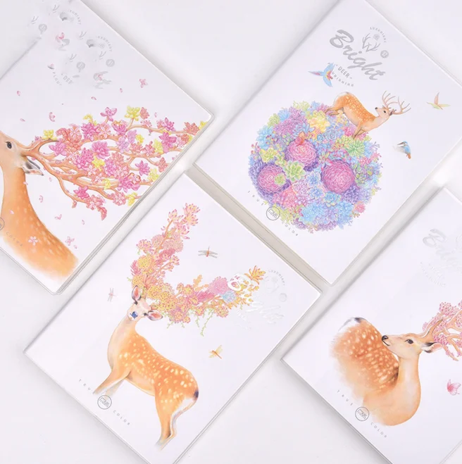 

1 Pcs Cute Natural Notebook Bright Deer Blank Pages Drawing Graffiti DIY Personal Diary Doodle Planner Sketchbook Gifts