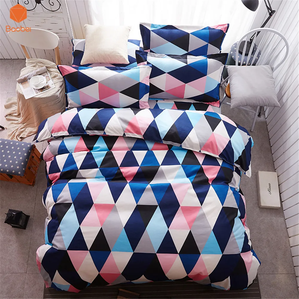 Color Geometric Polyester bedding Sets Duvetcover Setwinter Flat