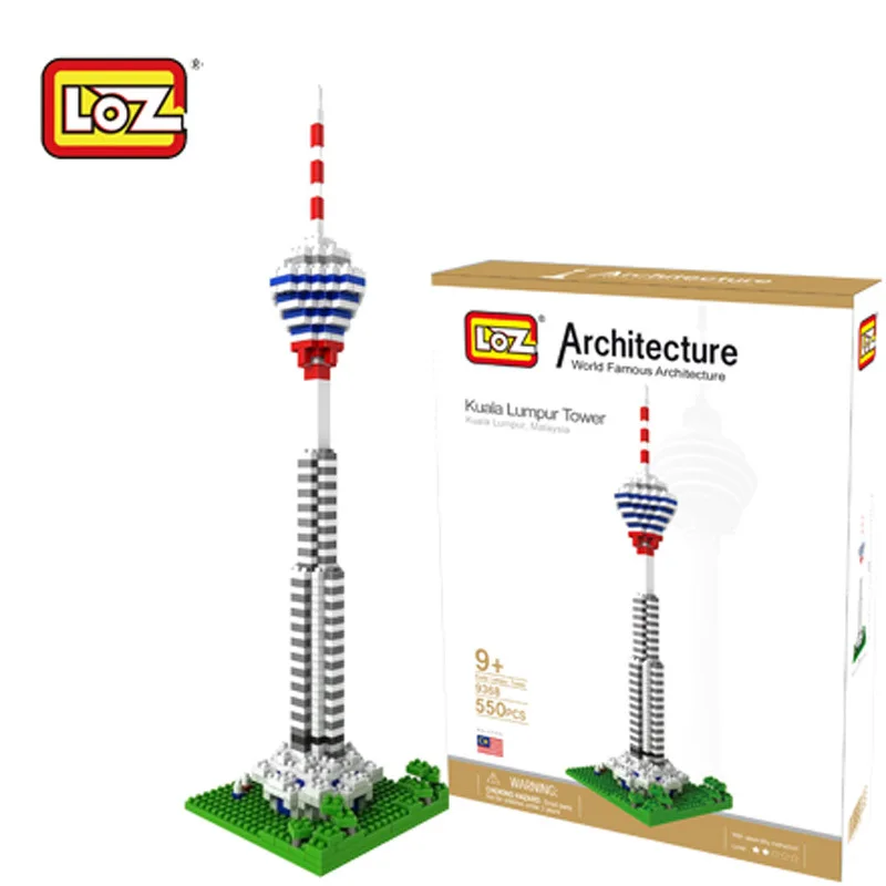 LOZ Architecture Diamant Blocs Kuala Lumpur Tour l'assemlee En Plastique Jouets pour Enfants Ville BRICOLAGE Mini Nano Blocs|loz