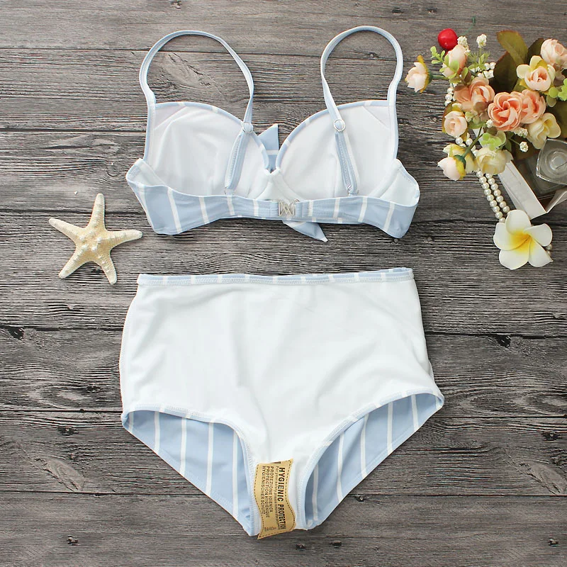 Bikini New Striped Print 2018 Bikini Women Dress Swimsuit Straps Swimsuit Summer Beach Female Sexy Swimwear