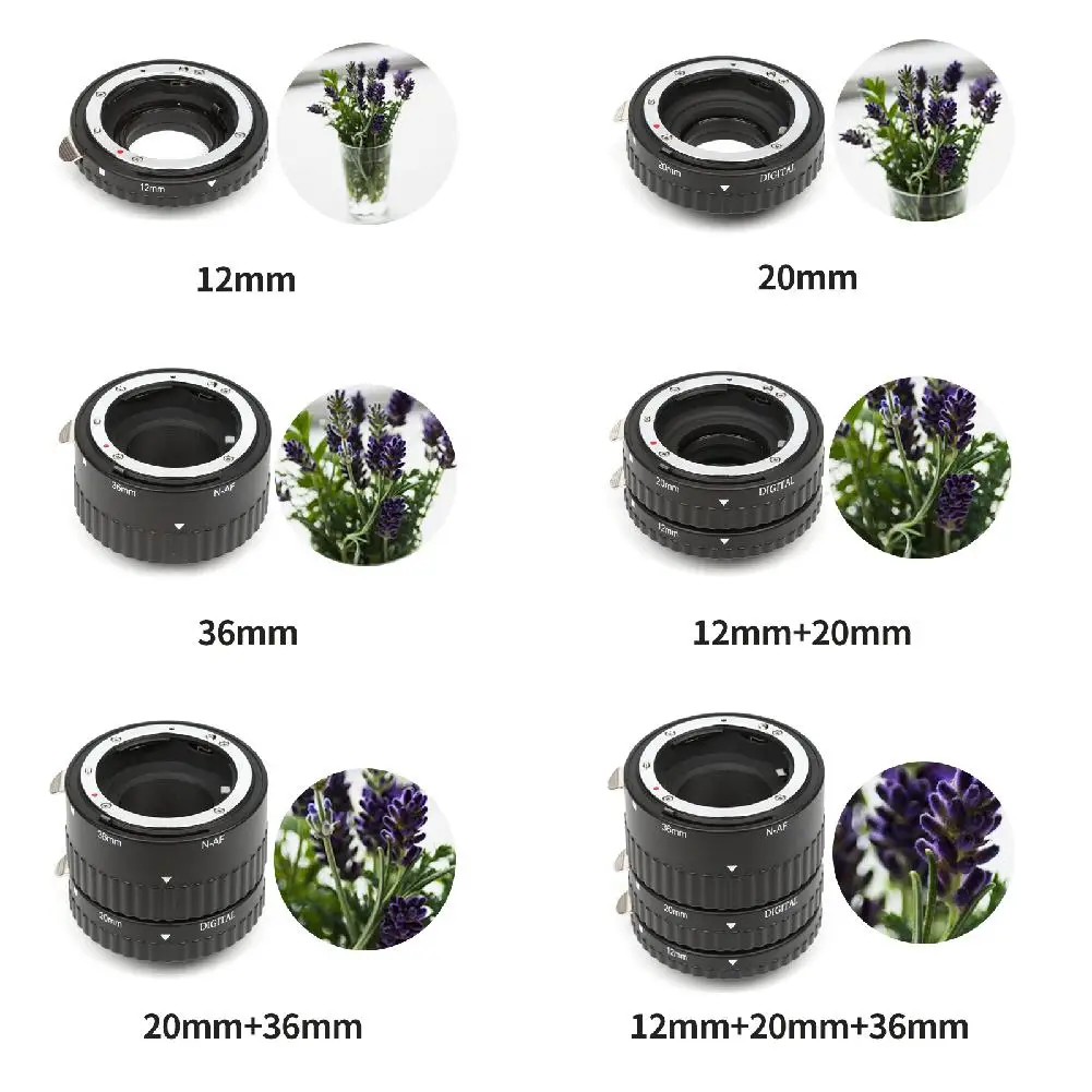 12mm 20mm 36mm Manual Focus N-AF Macro Extension Tube Set Mount for Nikon D3200 D7100 D5100 D5500 D5200 Digital SLR Camera r25