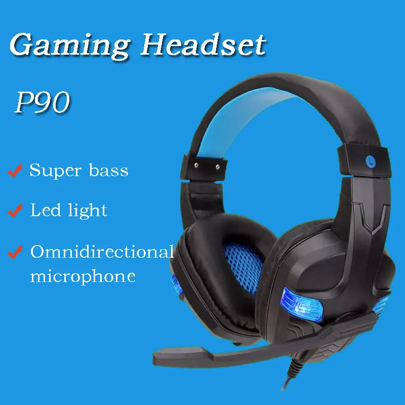 Computer Gaming Headphones P90 Super Bass Gamer Headset with LED Light Omnidirectional Microphone for Computer Laptop PS4 Gamer Computer Gaming Headphones P90 Super Bass Gamer Headset with LED Light Omnidirectional Microphone for Computer Laptop PS4 Gamer