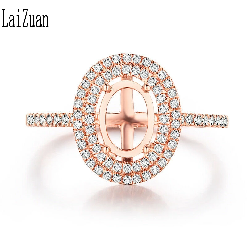 Обручальное кольцо LaiZuan с двойным ореолом 0.3CT однотонное 10K розовое золото