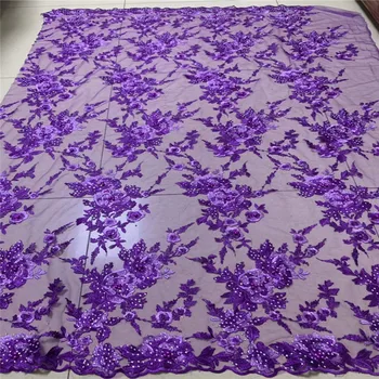 

Madison 2019 Latest Purple Nigerian Lace Fabric African Tulle Lace Fabric High Quality French African Cord Lace Stones Material