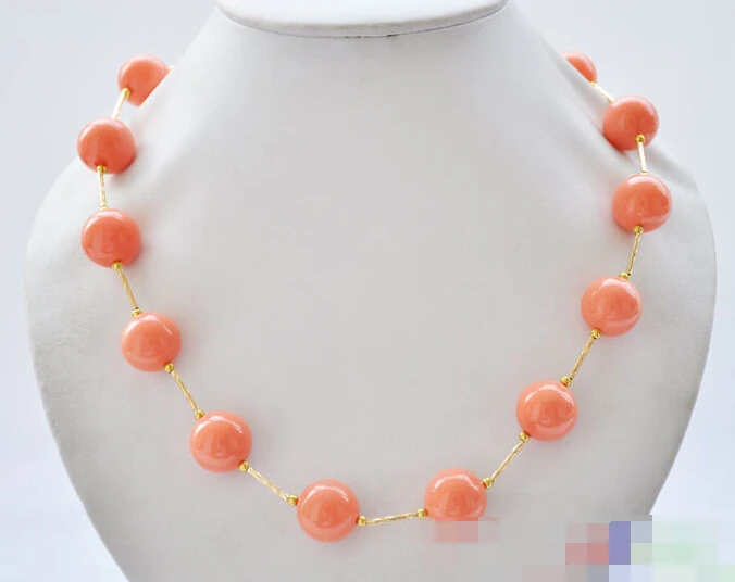 

0659 Coral-Pink round SOUTH SEA SHELL PEARL NECKLACE