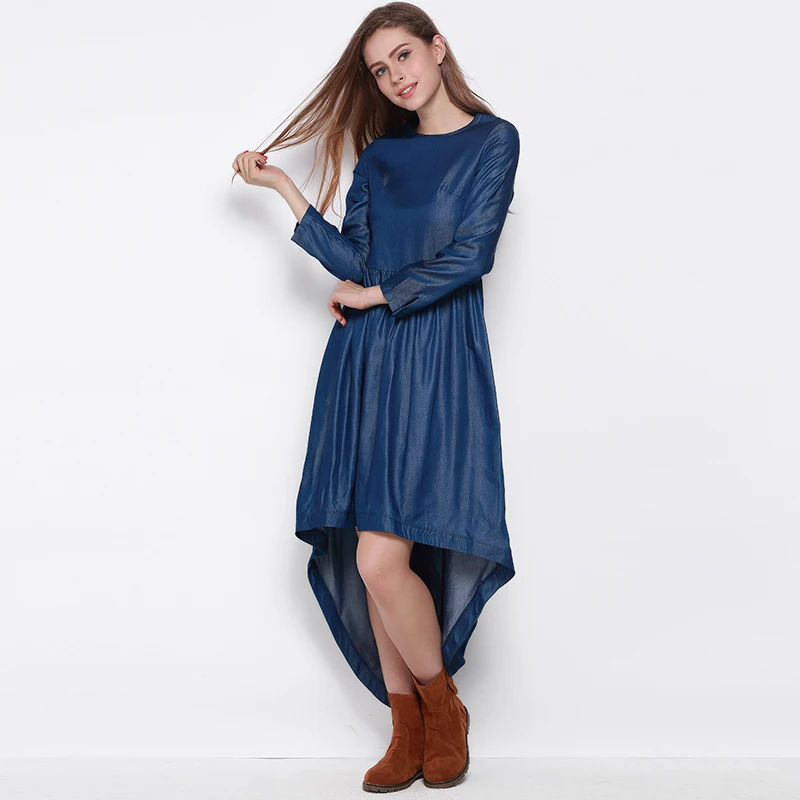 high low denim dress