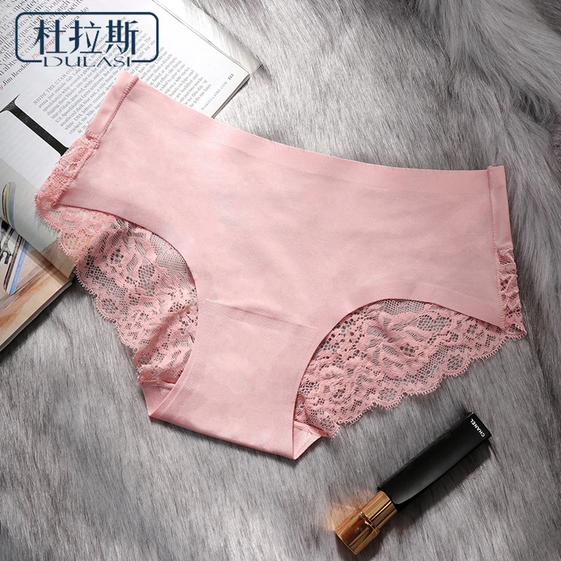 DULASI Sexy Seamless Panties Ice Silk Women Underwear Cotton Crotch Mid