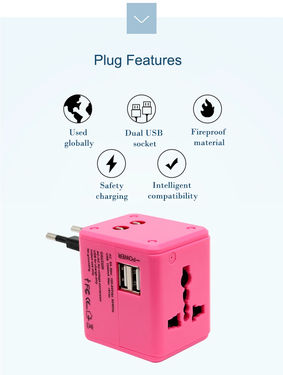  International Universal Travel Converter Fast Charge Plug Socket For USAUUKEUCN Dual USB Charging Electrical Power plug (5)