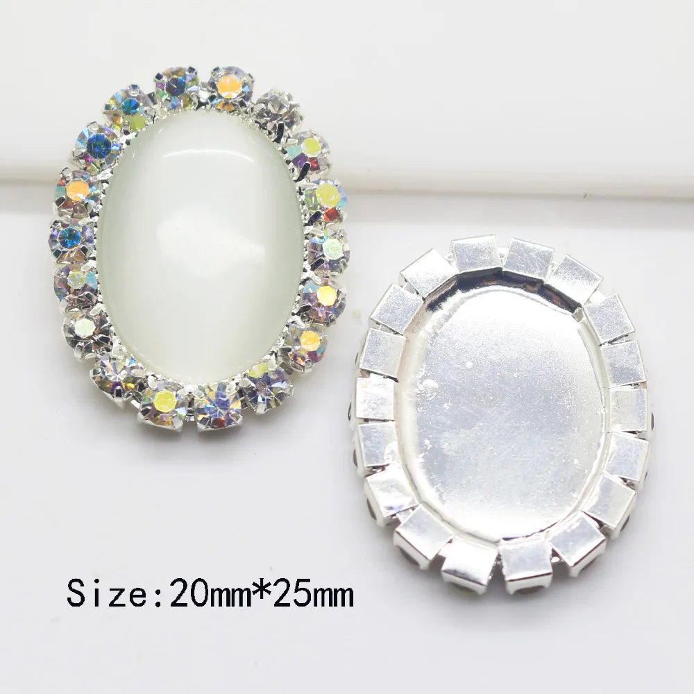 

Shiny 10pc 20*25mm oval cat eye button AB color rhinestone button 2017 wedding invitations decorate button scrapbooking