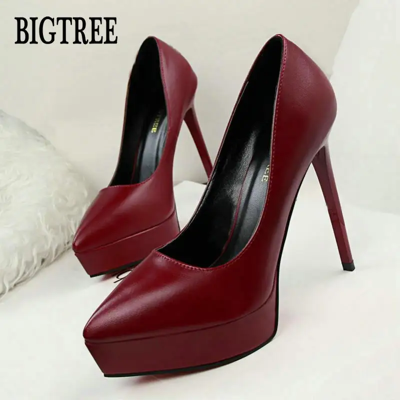 BIGTREE Ladies Sexy 12 cm High Heels Platform Pumps Spring/Autumn Fashion Women Wedding Party