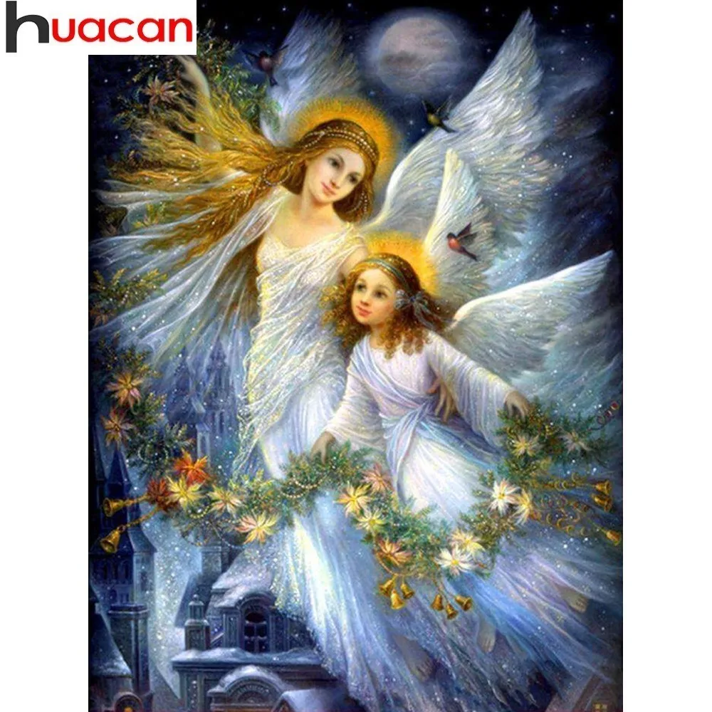 

HUACAN 5D DIY Diamond Painting Angel Cross Stitch Diamond Mosaic Flowers Picture Of Rhinestones Decoration Home