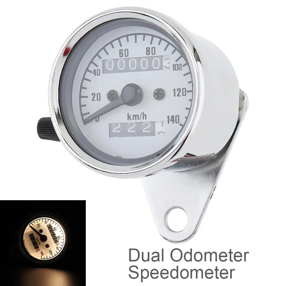 Universal 12V Yellow Night Light  Motorcycle Speedometer Metal Case  Car Meter and Kilometer Table for Retro Motorcycle
