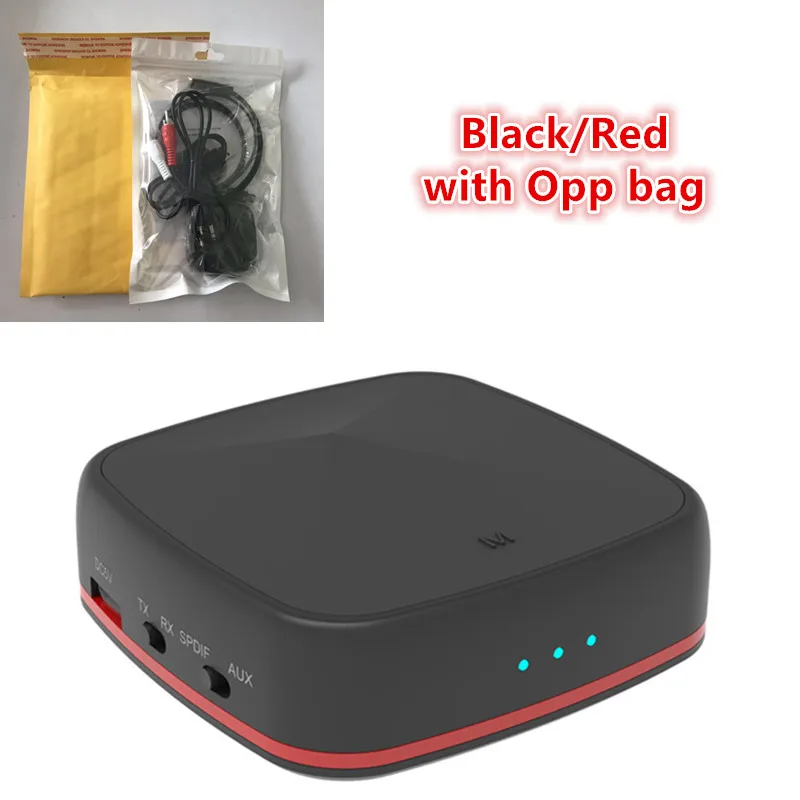 Red with Opp bag HAAYOT Aptx HD Bluetooth приемник передатчик беспроводной 3,5 мм Aux RCA оптический SPDIF аудио адаптер CSR8675 низкая задержка для ТВ автомобиля - Цвет: Red with Opp bag