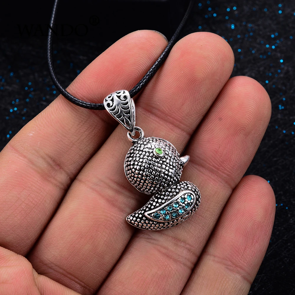 

WANDO Ethiopian French Jewelry Animal Shape Blue Zircon Pendant Dream Wedding Couple Pendant Necklace P21