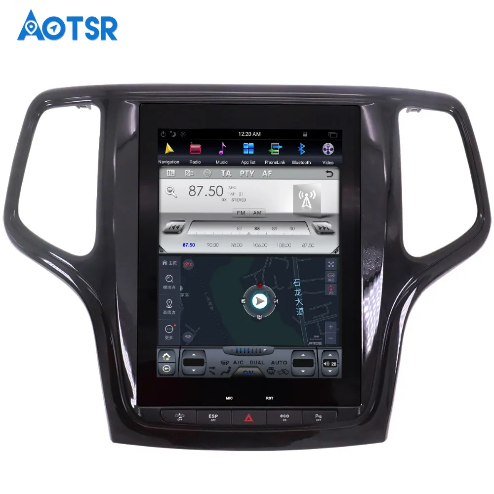 Discount Android Tesla style Car GPS Navigation For JEEP Grand Cherokee 2014-2018 gold and black headunit multimedia player No DVD player 5