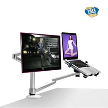 Бесплатная доставка Мультимедиа рабочего Dual Arm для 25 дюймов ЖК-дисплей monior держатель + ноутбук держатель стенд полный движения двойной Мониторы arm oa-7x