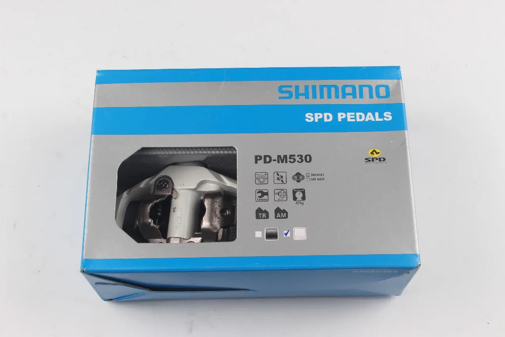 Shimano PD-M530 черный и белый MTB Горный XC Бесклипсова велосипед SPD Велосипеды педали с Inc
