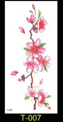 1 шт. 40 моделей 3D вишневые цветы розы большие цветы водонепроницаемые Временные татуировки для женщин флэш тату руки тату наклейки на плечо - Цвет: T007