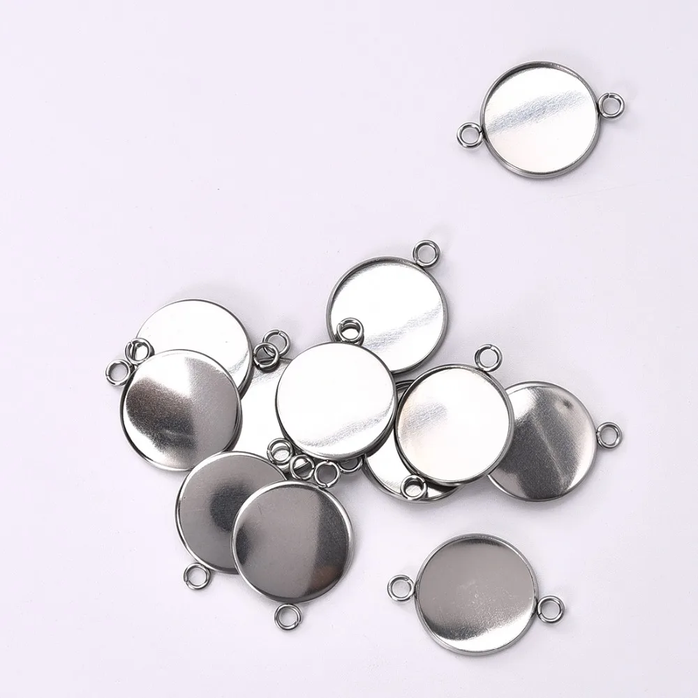 20mm Stainless Steel Connector Setting Cabochon Base Cameo Bezel (2)